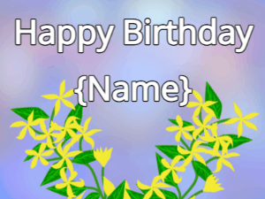Happy Birthday GIF:Happy Birthday Flower GIF yellow & yellow on a blue