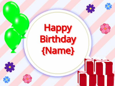 Happy Birthday, birthday-10266 @ Editable GIFs, green Balloons, red gift boxes, red text