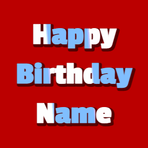 Happy Birthday GIF:stars fireworks on red, block font, red effect