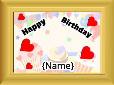 Happy Birthday, birthday-104 @ Editable GIFs, Birthday message in a golden picture frame
