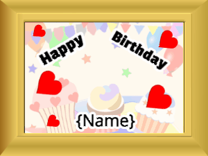 Happy Birthday GIF:Birthday message in a golden picture frame with stars