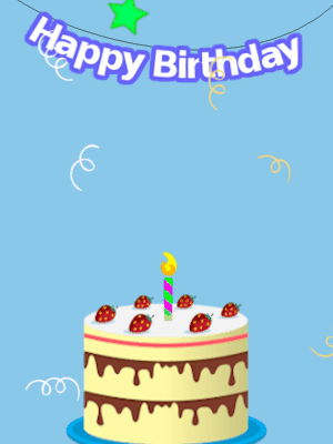 Happy Birthday GIF, birthday-10401 @ Editable GIFs, Blue birthday GIF with a cream cake and stars