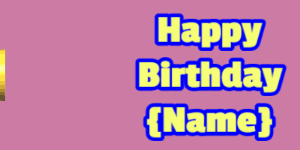 Happy Birthday GIF:pink birthday cake on blue with baby blue & rouge text