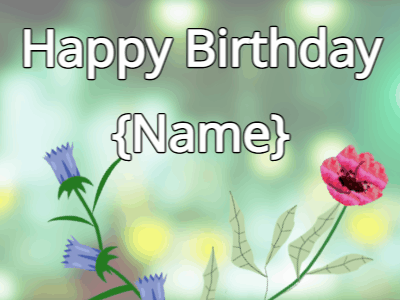 Happy Birthday GIF, birthday-1051 @ Editable GIFs, Happy Birthday Flower GIF tulips & red on a green