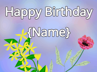 Happy Birthday GIF, birthday-10651 @ Editable GIFs, Happy Birthday Flower GIF yellow & red on a blue