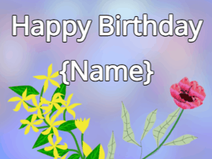 Happy Birthday GIF:Happy Birthday Flower GIF yellow & red on a blue