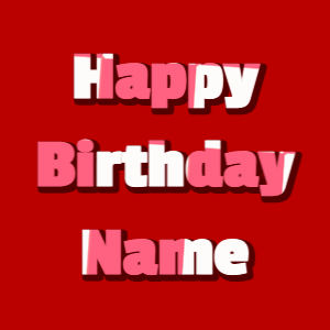 Happy Birthday GIF:mix fireworks on blue, block font, red effect