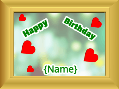 Happy Birthday, birthday-10704 @ Editable GIFs,Birthday picture: green hearts green cursive