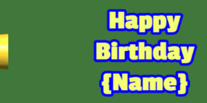 Happy Birthday GIF:candy birthday cake on purple with yellow & blue text