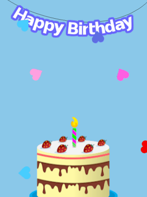 Happy Birthday GIF, birthday-10801 @ Editable GIFs, Blue birthday GIF with a cream cake and stars