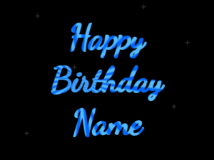 Happy Birthday GIF:colored fireworks,cream cake, block font, sunburst animation