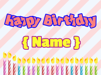 Happy Birthday GIF, birthday-1097 @ Editable GIFs, Bouncing Birthday Candles on a stripes background: block
