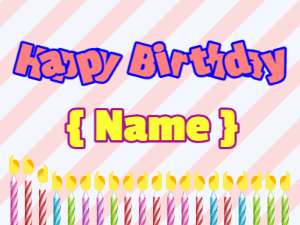 Happy Birthday GIF:Bouncing Birthday Candles on a stripes background: block