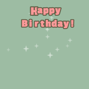 Happy Birthday GIF:Cream cake GIF summer green, finch & mona lisa text