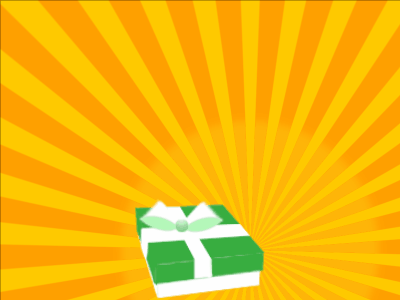 Happy Birthday GIF, birthday-1102 @ Editable GIFs, green Gift box, yellow sunburst, happy faces & cursive