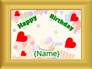Happy Birthday GIF:Birthday picture: party happy faces green cursive