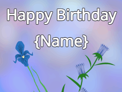 Happy Birthday GIF, birthday-11051 @ Editable GIFs, Happy Birthday Flower GIF iris & tulips on a blue