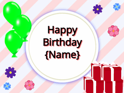 Happy Birthday, birthday-11066 @ Editable GIFs, green Balloons, red gift boxes, black text
