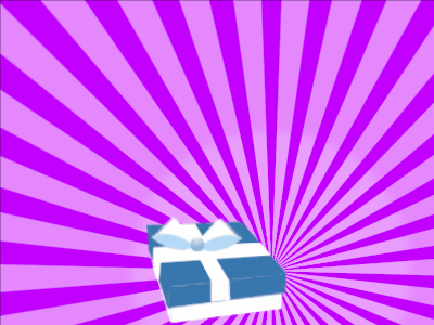 Happy Birthday GIF, birthday-11102 @ Editable GIFs, blue Gift box, purple sunburst, flowers & cursive