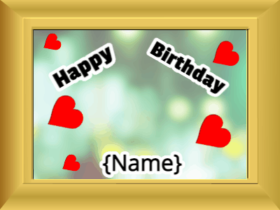 Happy Birthday, birthday-11104 @ Editable GIFs, Birthday picture: green hearts #c200ff cursive