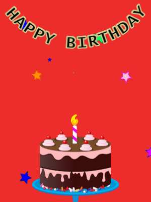 Happy Birthday GIF, birthday-11205 @ Editable GIFs, Birthday GIF,chocolate cake,red background, hearts & stars