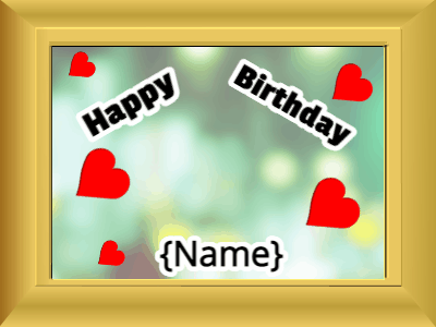 Happy Birthday, birthday-11304 @ Editable GIFs, Birthday picture: green hearts #c200ff block