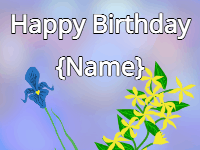 Happy Birthday GIF, birthday-11451 @ Editable GIFs, Happy Birthday Flower GIF iris & yellow on a blue