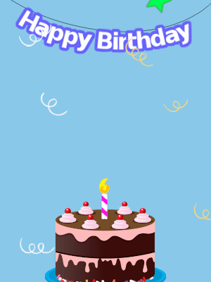 Happy Birthday GIF, birthday-11601 @ Editable GIFs, Blue birthday GIF with a chocolate cake and stars