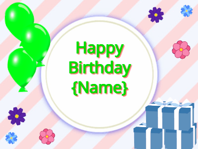 Happy Birthday, birthday-11666 @ Editable GIFs, green Balloons, blue gift boxes, green text