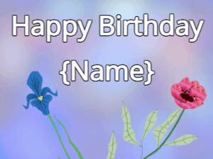Happy Birthday GIF:Happy Birthday Flower GIF iris & red on a blue
