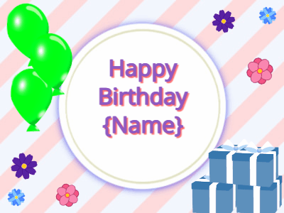 Happy Birthday, birthday-11866 @ Editable GIFs, green Balloons, blue gift boxes, purple text