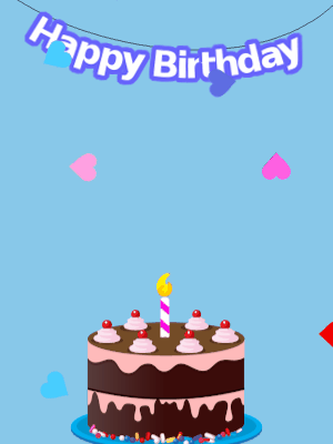 Happy Birthday GIF, birthday-12001 @ Editable GIFs, Blue birthday GIF with a chocolate cake and stars