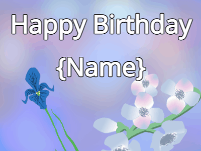 Happy Birthday GIF, birthday-12051 @ Editable GIFs, Happy Birthday Flower GIF iris & blue on a blue