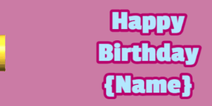 Happy Birthday GIF:cream birthday cake on blue with baby blue & rouge text