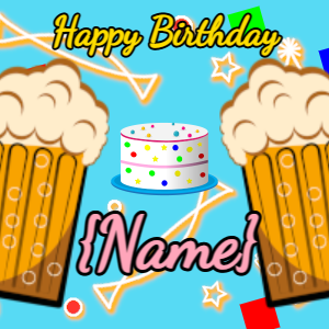 Birthday gif candy cake: blue, squares