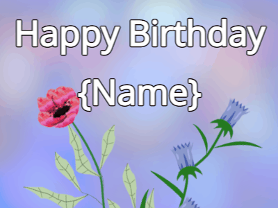 Happy Birthday GIF, birthday-12251 @ Editable GIFs, Happy Birthday Flower GIF red & tulips on a blue