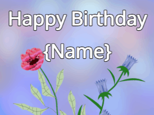 Happy Birthday GIF:Happy Birthday Flower GIF red & tulips on a blue