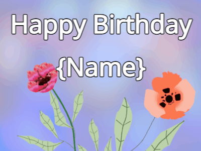 Happy Birthday GIF, birthday-12451 @ Editable GIFs, Happy Birthday Flower GIF red & poppy on a blue