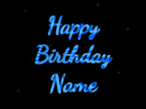 Happy Birthday GIF:colored fireworks,cream cake, cursive font, sunburst animation