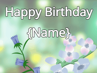 Happy Birthday GIF, birthday-1251 @ Editable GIFs, Happy Birthday Flower GIF tulips & blue on a green