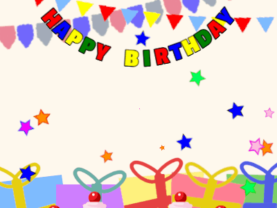 Happy Birthday GIF, birthday-12534 @ Editable GIFs,pink Cake, flying stars on a party background