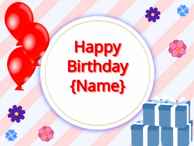 Happy Birthday, birthday-1266 @ Editable GIFs, red Balloons, blue gift boxes, red text