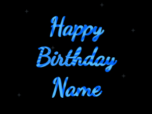 Happy Birthday GIF:heart fireworks,cream cake, cursive font, sunburst animation