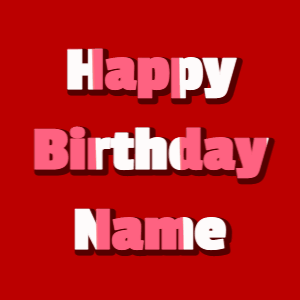 Happy Birthday GIF:mix fireworks on blue, cursive font, red effect