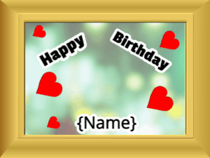 Happy Birthday GIF:Birthday picture: green stars #c200ff cursive