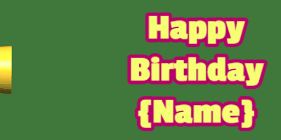 Happy Birthday GIF, birthday-1276 @ Editable GIFs, candy birthday cake on green with yellow & rouge text