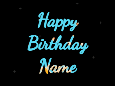 Happy Birthday GIF, birthday-1277 @ Editable GIFs, heart fireworks,meteor, block font, blue animation