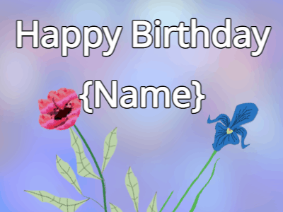 Happy Birthday GIF, birthday-12851 @ Editable GIFs, Happy Birthday Flower GIF red & iris on a blue