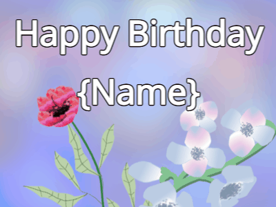 Happy Birthday GIF, birthday-13251 @ Editable GIFs, Happy Birthday Flower GIF red & blue on a blue