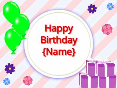 Happy Birthday, birthday-13266 @ Editable GIFs, green Balloons, purple gift boxes, red text